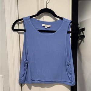 Ribbed Sleeveless Crop Top in Periwinkle Blue